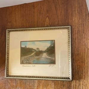 1920’s/30’s Charles Sawyer “Amnonoosuc Falls” signed framed hand colored photo